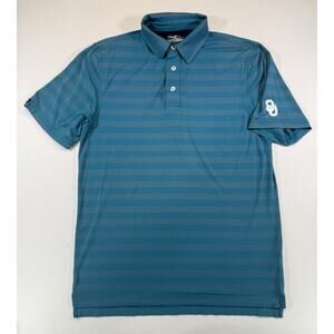 Straight Down Polo Shirt Mens M Oklahoma Sooners OU Striped Stretch Golf